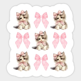 Girly Pink Bows and Kittens Y2k Coquette Aesthetic Sticker